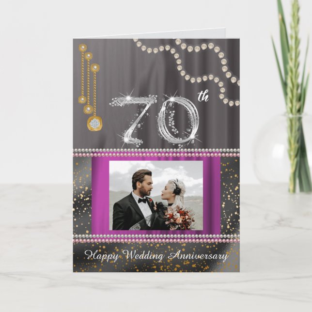 Platinum Pearls & Gemstone zum 70-jährigen Jubiläu Karte (Vorderseite)