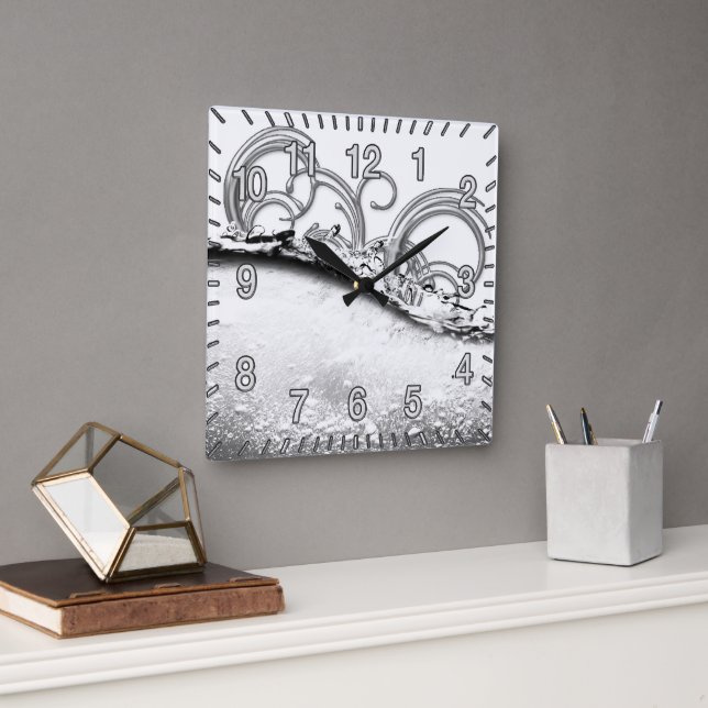 Platinum-Quadrat-Uhr Quadratische Wanduhr (Büro)