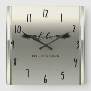 Platinum Shine Ivory Wimpern Salon Personalisiert Quadratische Wanduhr
