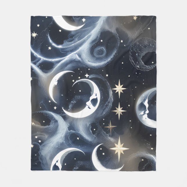 Platinum Silver Celestial Moon Blanket – Luxury Se Fleecedecke (Vorderseite)