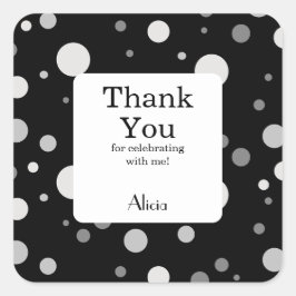 Platinum Silver Gray Polka Dot Black Vielen Dank Quadratischer Aufkleber