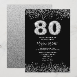 Platinum Silver Mens Frauen 80. Geburtstagsparty Einladung