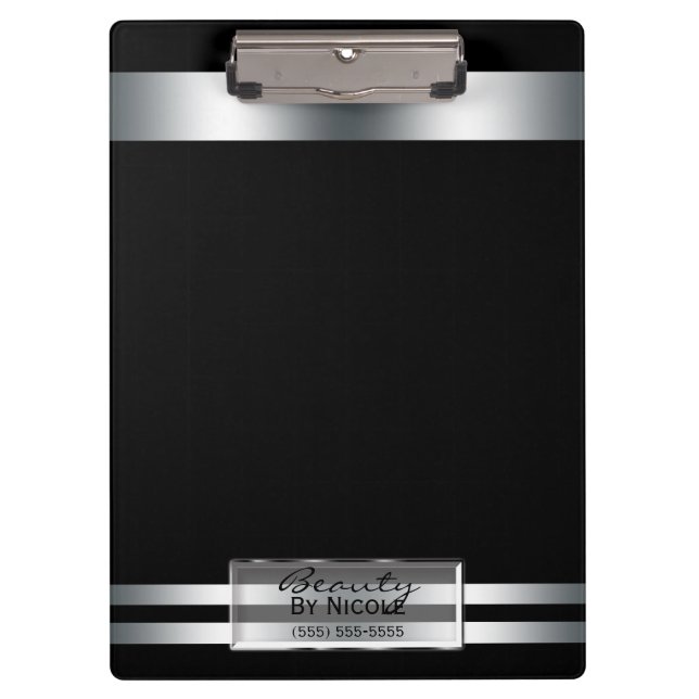 Platinum Silver Shine Elegante Glam Personalisiert Klemmbrett (Vorderseite)
