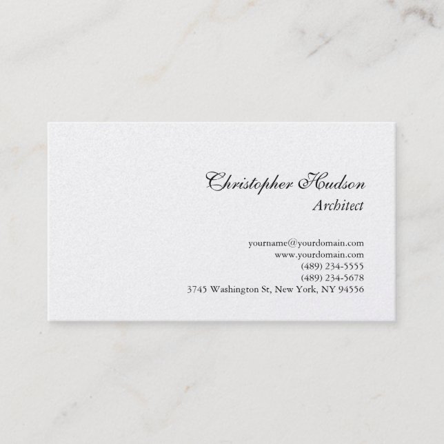 Platinum Simple Schlicht Architect Business Card Visitenkarte (Vorderseite)