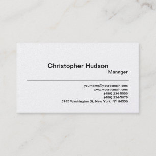 Platinum Simple Schlicht Manager Business Card Visitenkarte