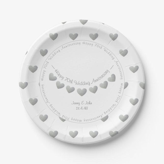 Platinum Wedding Jubiläum Pappteller (Vorderseite)
