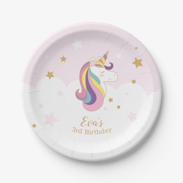 Plato de cumpleaños unicornio pappteller (Vorderseite)