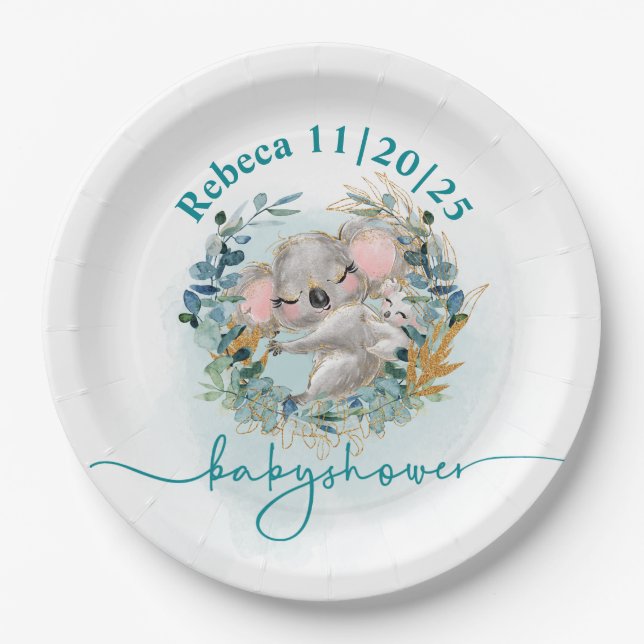 Plato de papel Baby Shower "Baby Koala" Pappteller (Vorderseite)