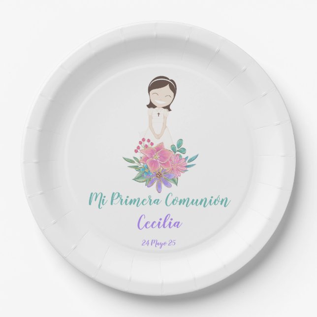 Plato de papel Primera Comunión CECILIA Pappteller (Vorderseite)
