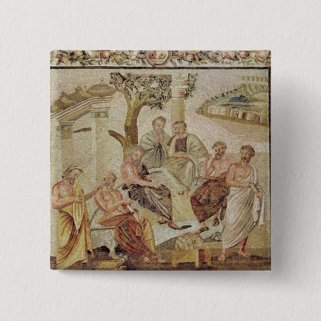 Plato, der mit seinen Schülern sich unterhält Button (Vorderseite)
