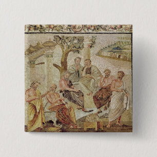 Plato, der mit seinen Schülern sich unterhält Button