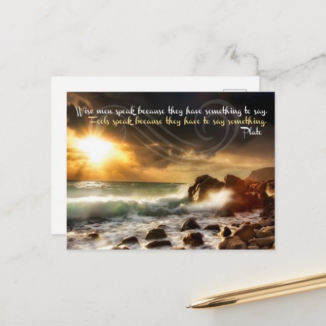 Plato Inspiration Zitat "Weiße Menschen sprechen" Postkarte (Vorderseite/Rückseite Beispiel)