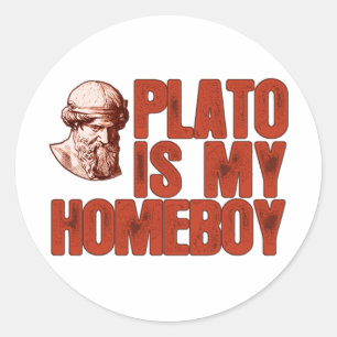 Plato ist mein Homeboy Runder Aufkleber