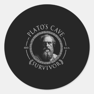 Platos Höhle Survivor Alte Philosophie Philosophe Runder Aufkleber
