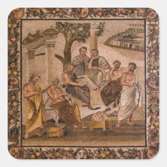 Platos Mosaik-Akademie Quadratischer Aufkleber (Vorderseite)