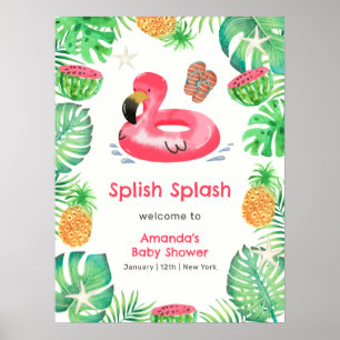 Platsch Plansch Meer Strand Pool Baby Shower Willk Poster