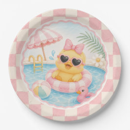 Platsch Plansch Rosa Enten Poolparty Papier Teller