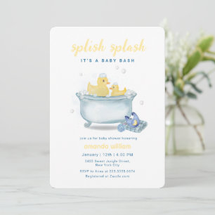 Platsch, platsch, Mummy-Ente-Badewanne-Baby-Party Einladung