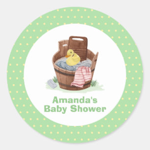 Platsch, Spritz Wäschezuber Gummiente Baby Shower Runder Aufkleber