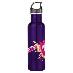 Platsche Mädchen des Fußballfußballs nennen ros Trinkflasche