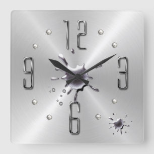 platsche Silberwand Quadratische Wanduhr