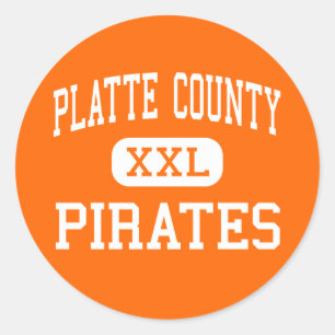 Platte County - Piraten - hoch - Platte-Stadt Runder Aufkleber
