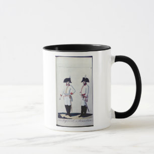 Platte eines Soldaten im Rot, im Gelb u. im Weiß Tasse