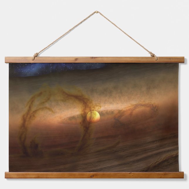 Platten aus planetbildenden Materialien, Rundstein Wandteppich Mit Holzrahmen (Vorne)