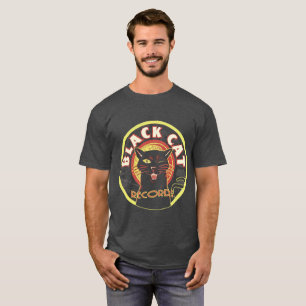 Platten der schwarzen Katze Fett Etikett T-Shirt -