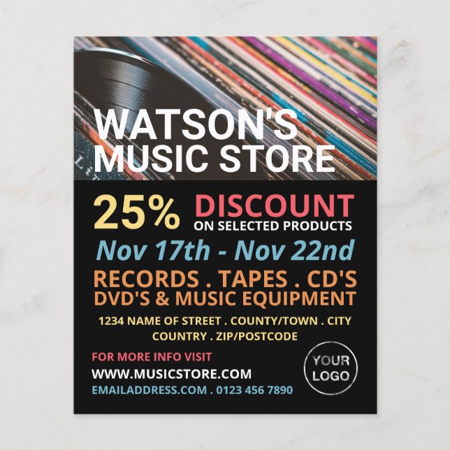 Platten, Music Store Werbung Flyer (Vorne)