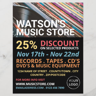 Platten, Music Store Werbung Flyer