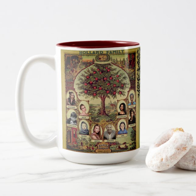 Platten-Tree personalisieren Zweifarbige Tasse (Mit Donut)