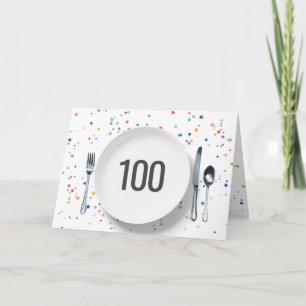 Platten und Silberwaren zum 100. Geburtstag Karte