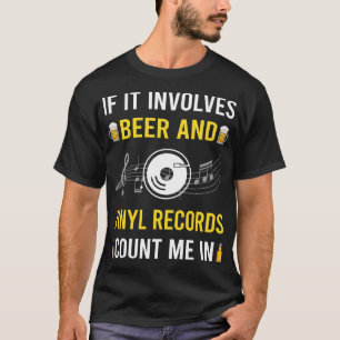 Platten von Bier und Vinyl T-Shirt