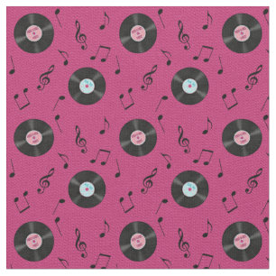 Plattenen-Musik-Gewebe KRW rosa Retro Stoff