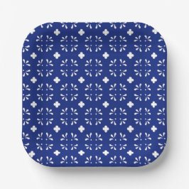 Plattengeschirr aus Square Paper Plate Blue White  Pappteller