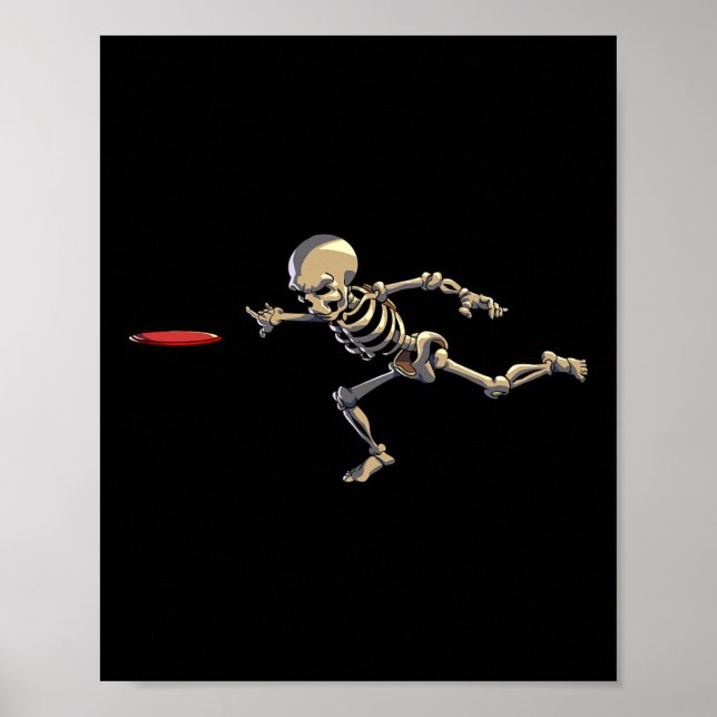 PlattenGolfplatz Skeleton Halloween Men Disc Golf  Poster (Vorne)