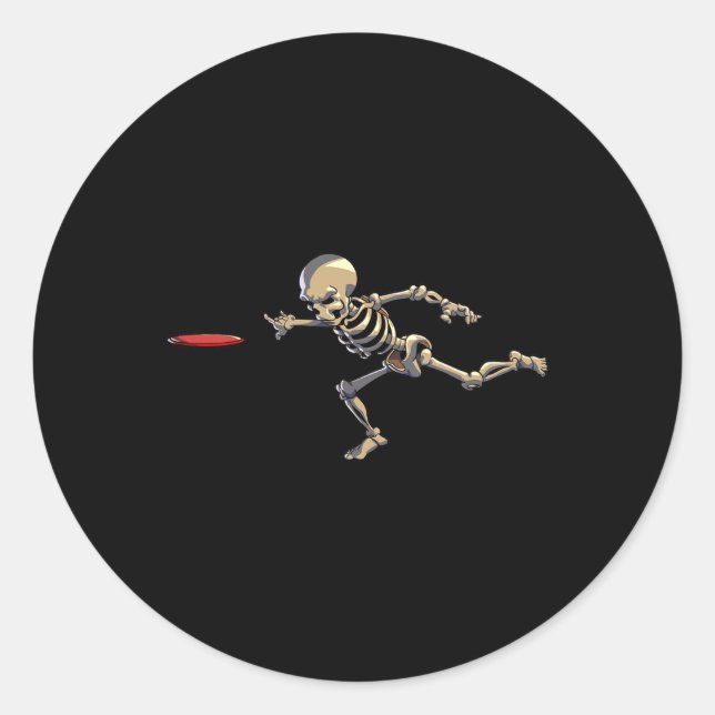 PlattenGolfplatz Skeleton Halloween Men Disc Golf  Runder Aufkleber (Vorderseite)