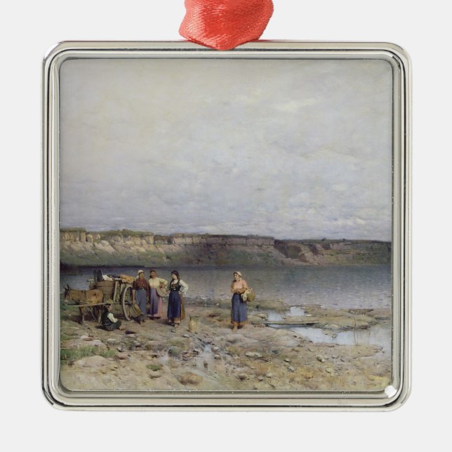 Plattensee mit dem Ufer von Akarattya, 1885 Ornament Aus Metall (Vorne)