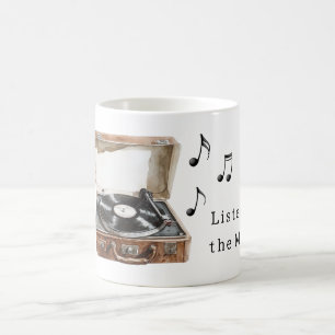Plattenspieler Musiknoten Kaffeetasse