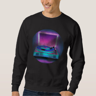 Plattenspieler Retro Stil Vintage LP DJ 70er Sweatshirt