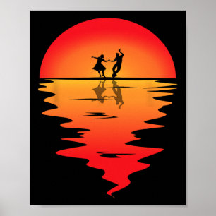 Plattentanz Sonnenuntergang Plattentänzer Vintage- Poster