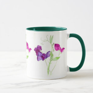 Platterbsen, tiefrosa, lila Wasserfarbe Tasse