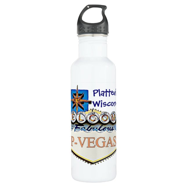 Platteville, Wisconsin P-Vegas Wasserflaschen (Vorderseite)
