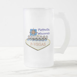 Platteville, Wisconsin P-Vegas Wasserflaschen Tass Mattglas Bierglas