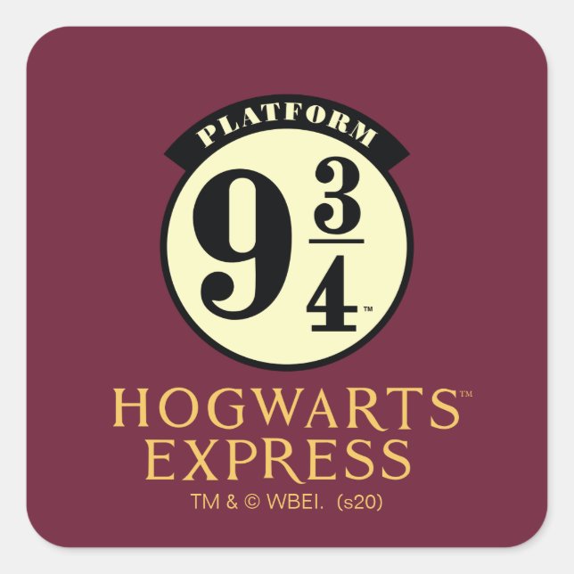 Plattform 9 3/4 HOGWARTS™ EXPRESS-Symbol Quadratischer Aufkleber (Vorderseite)