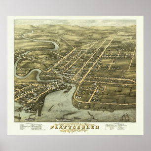 Plattsburgh NY, 1877: Alter Druck Poster