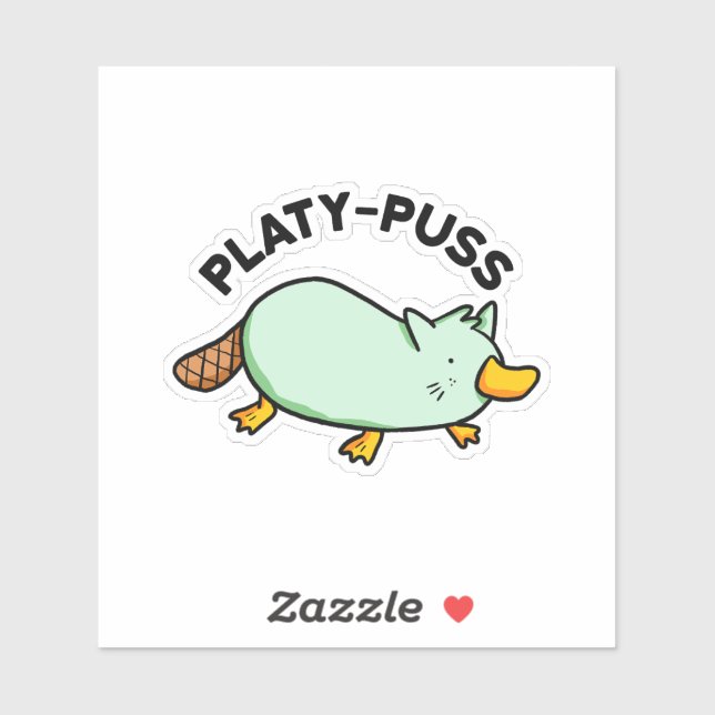 Platy-puss Drôle Animal Pun Vinyl Sticker (Feuille)