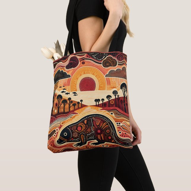 Platypus Aborigine-Kunst, Dichtung und Musik Tasche (Von Nahem)