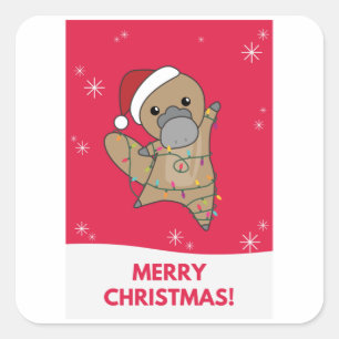 Platypus Christmas Tabes Sweet Animals Quadratischer Aufkleber